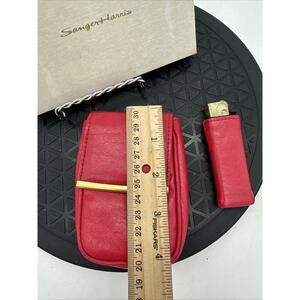 Vintage Sanger Harris Roger Gimbel Red Cigarette Case And Lighter Cover